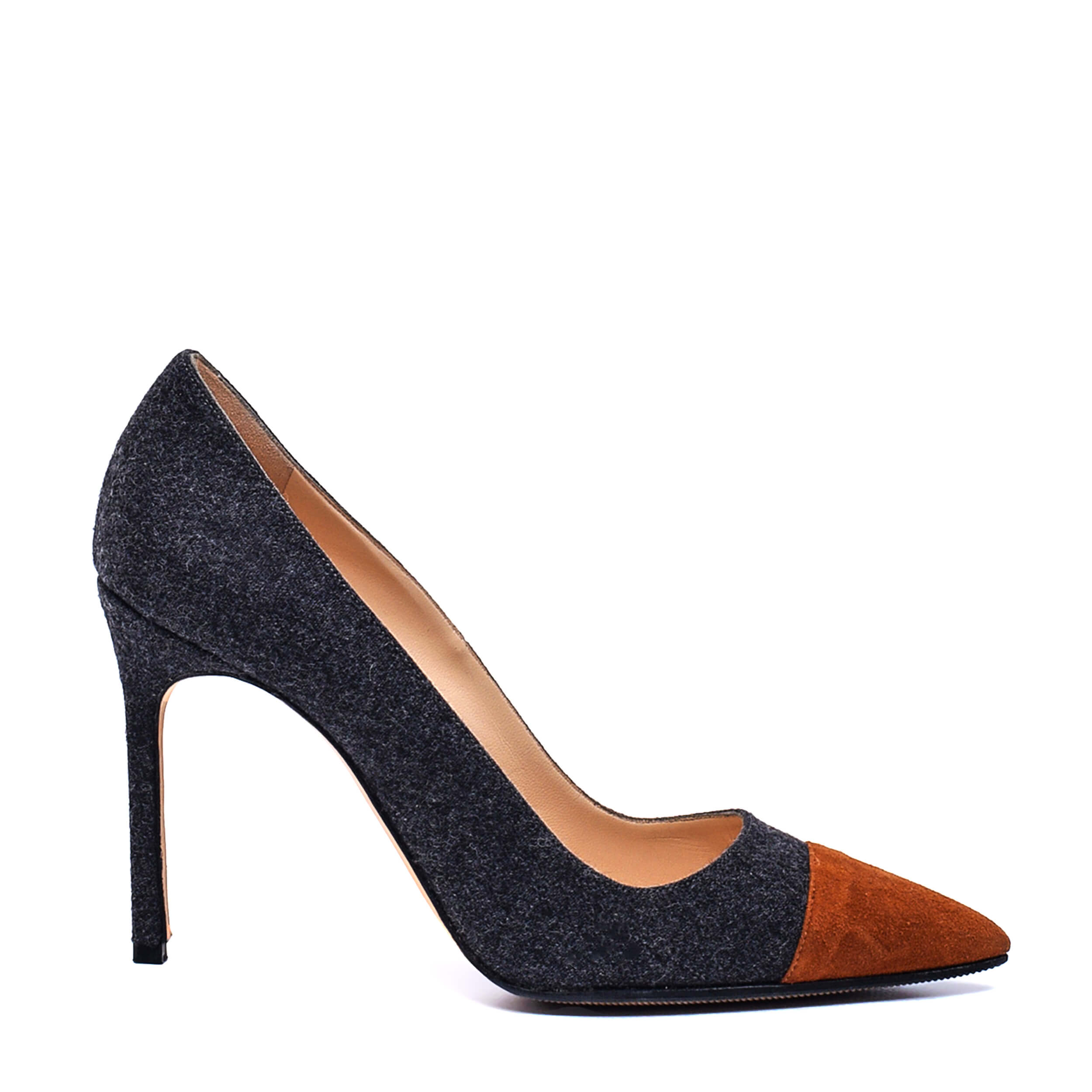 Manolo Blahnik - Denim Tabac Suede Pumps